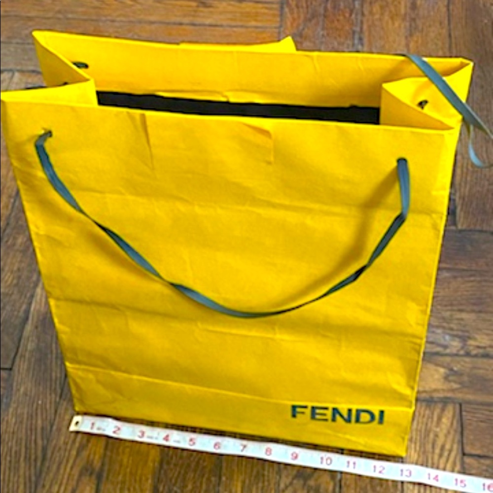 FENDI yellow paper shopper bag